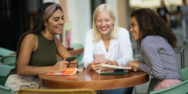 Women sharing a social media post