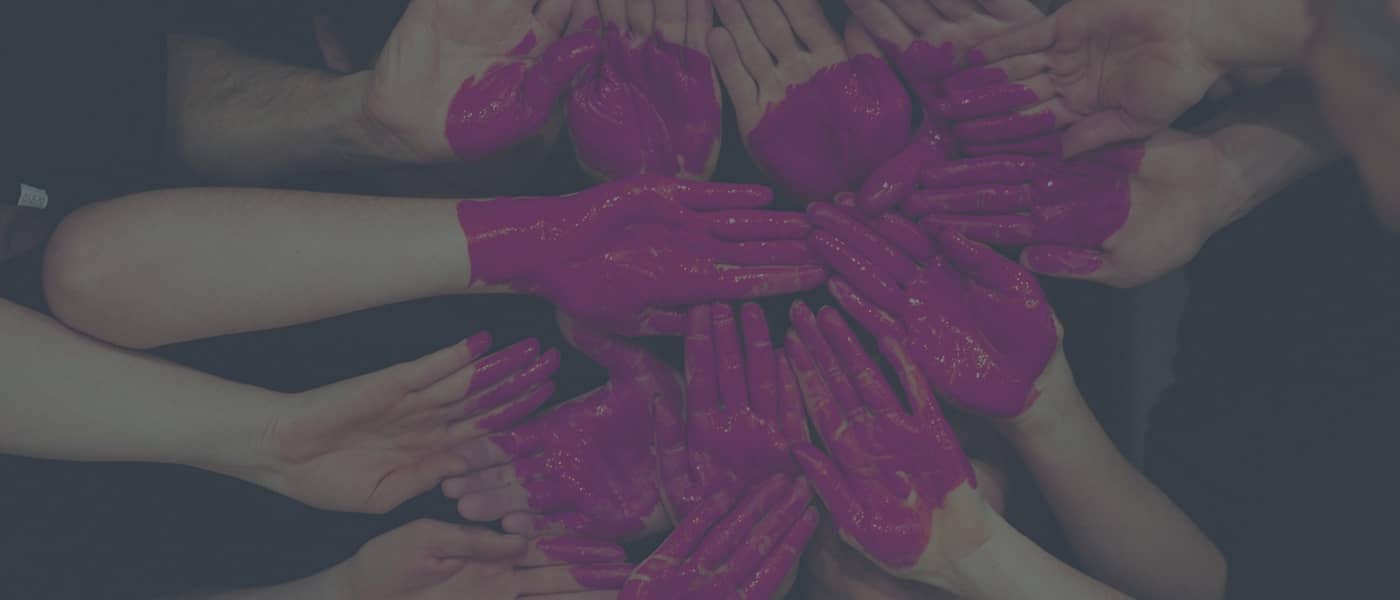 purple painted hands