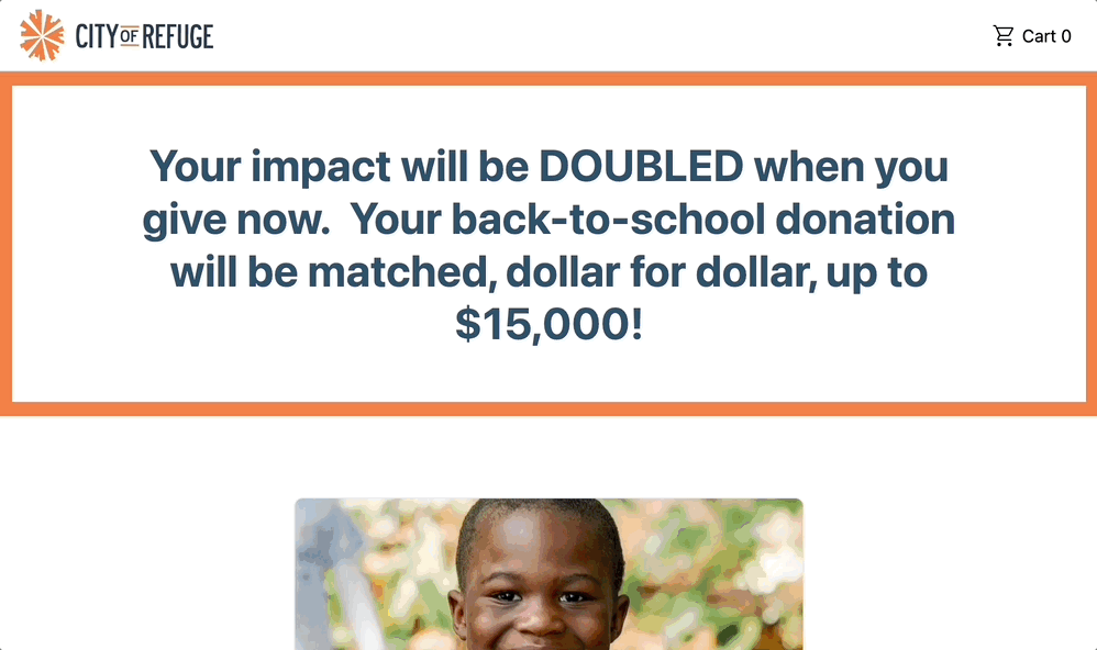 City of Refuge donation page example