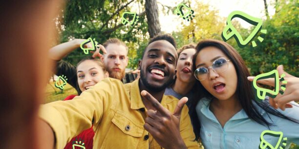 A group of friends taking a selfie