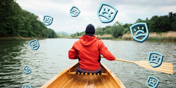 A person rowing a canoe