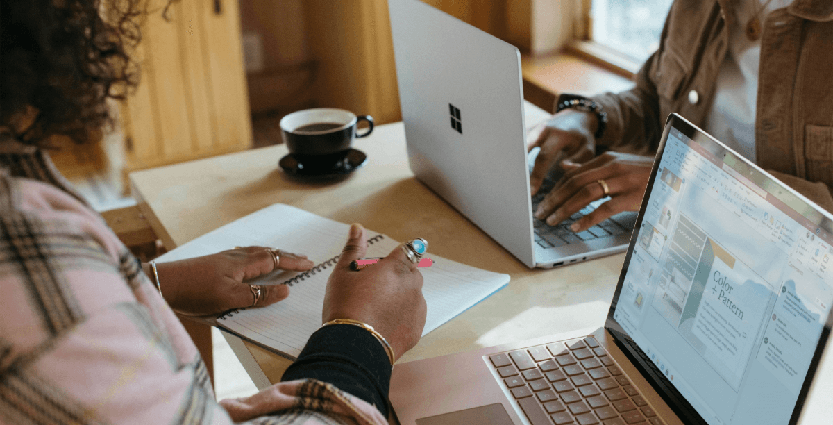 Woman working on a laptop