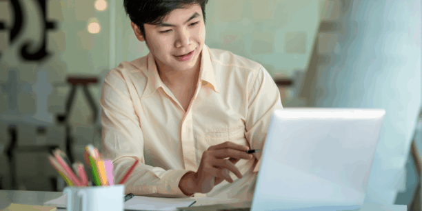 Man working on a laptop