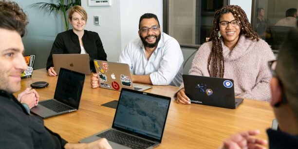 Coworkers brainstorming