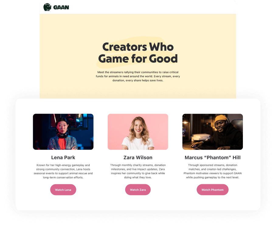 Creator card examples