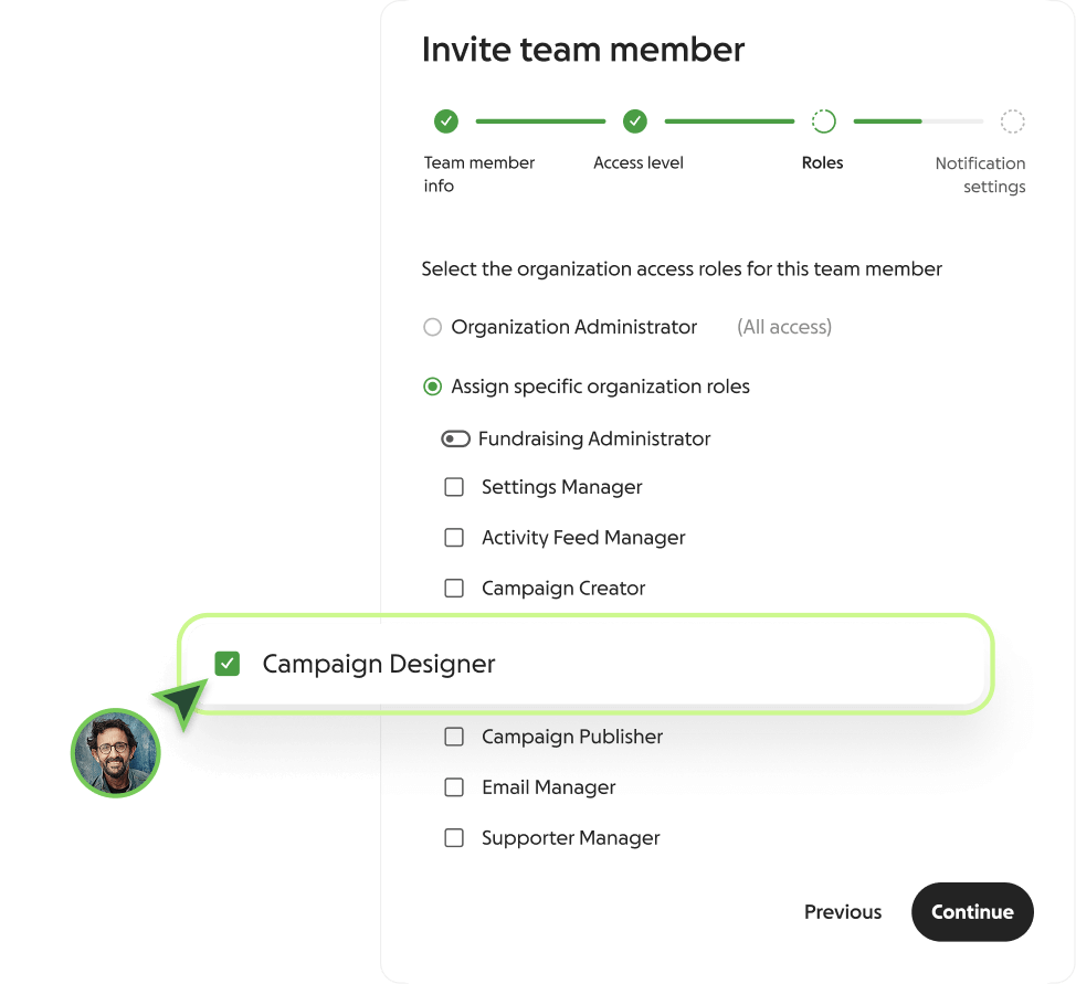Team member invitation example