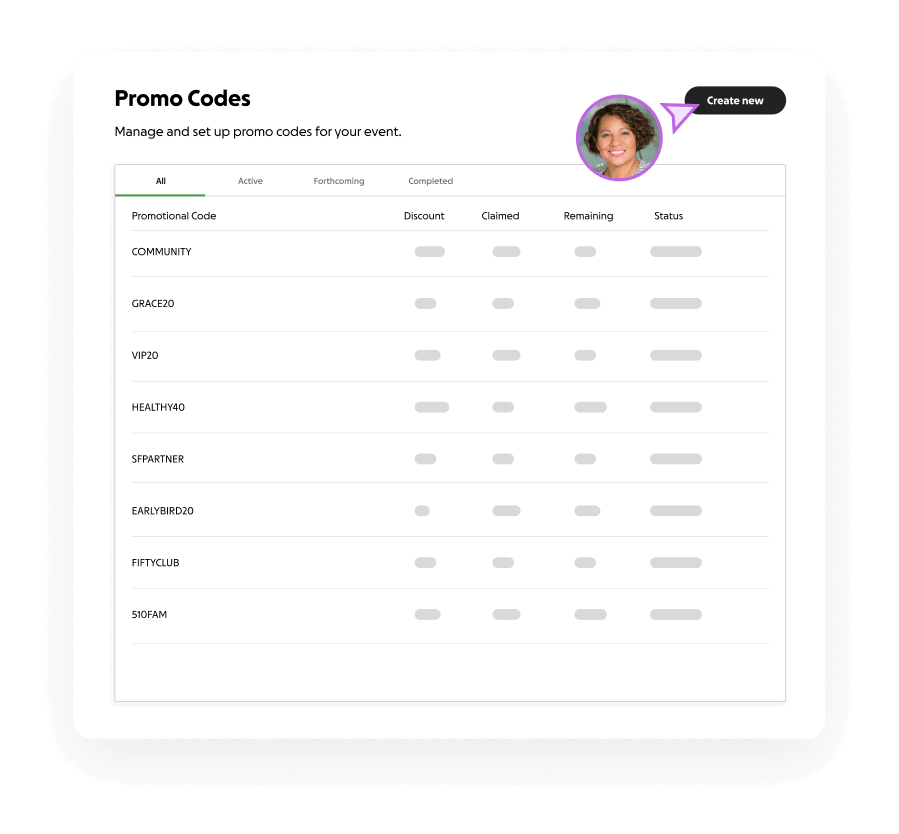 Promo codes management dashboard