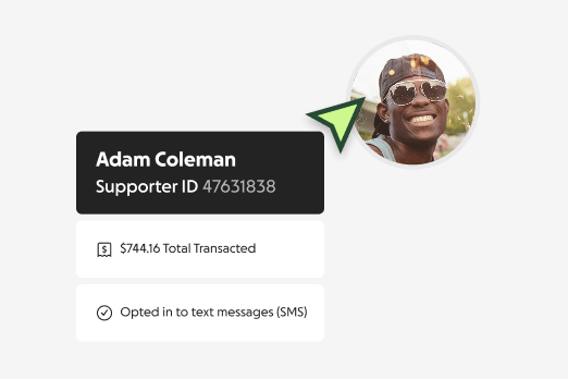 Product UI showing user information