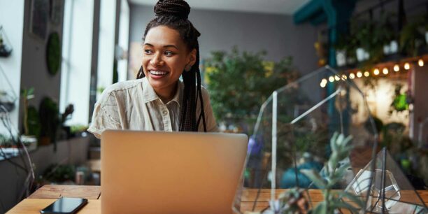 A woman learning more about nonprofit leaders
