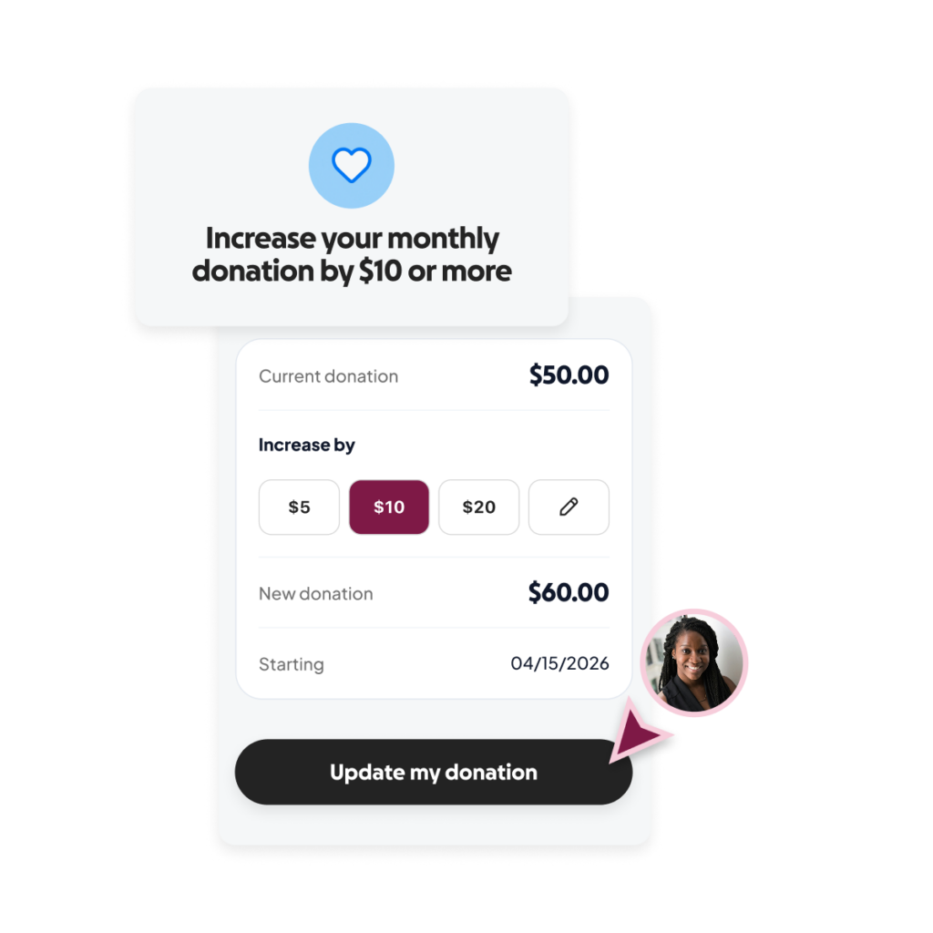 Increase your monthly donation by $10 or more